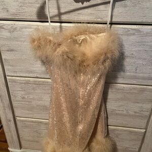 Hello Molly Sequin Dress with Faux Fur Trim